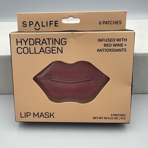 SPA LIFE  Hydrating Collagen Lip Mask‎ 6 Patches Infused Red Wine & Antioxidants